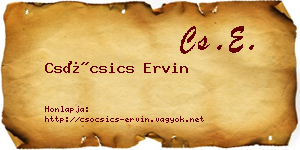 Csócsics Ervin névjegykártya